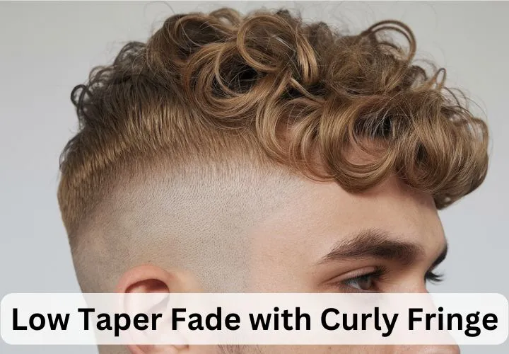 Low Taper Fade with Curly Fringe